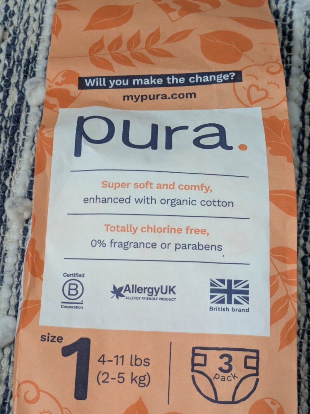 Pura Plant Based Baby Diapers Trial Size 1 3 Pack